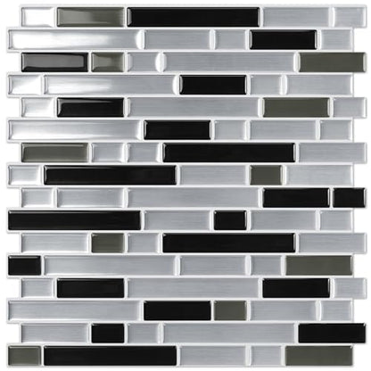 STICKGOO Thicker Peel and Stick Backsplash Tile for Kitchen and Bathroom - color: Silver, Black