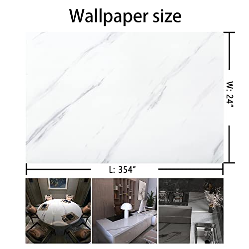 BAYYA White Marble Contact Paper for Countertpops Counter Top Vinyl Wrap - color: White, size: 24" x 354"