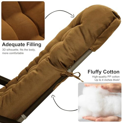 ERWUDEling 67 Inch Waterproof Patio Chaise Lounge Cushion Set of 2 – Cushions Only (No Chairs Included), Thick Replacement Cushion with Ties for Pool Recliner, Rocking High Back Chair, Brown - color: Brown 2-pack