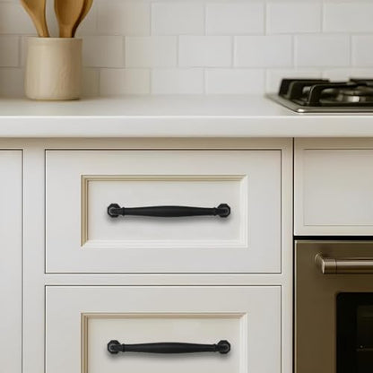 10 Pack 3 Inch Hole Center Matte Black Heavy Duty Solid Cabinet pulls Ideal for Dressers, Bathroom, cabinets, and Kitchens cabinets. - color: Matte Black, size: 3 Inch Hole Center, style: 10 Pack