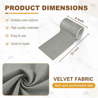 Azobur Velvet Rectangular Repair Patch, Self-Adhesive Flannel Fabric Patch, Multi Colors, Microfiber Patch，Can be Used to Patch Sofas, Car Seats, Handbags, Jacket Holes and Tears (Gray) - color: Gray, size: 4" x 30"-2 ROLLS