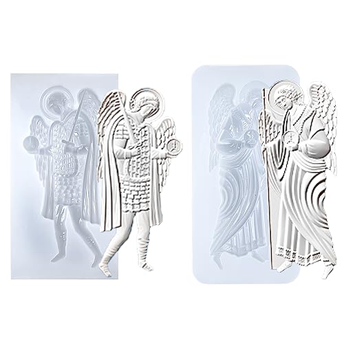 Art Molds for Polyclay Air Dry Clay Plaster, 2 Carved Archangel Symbols - color: Archangel