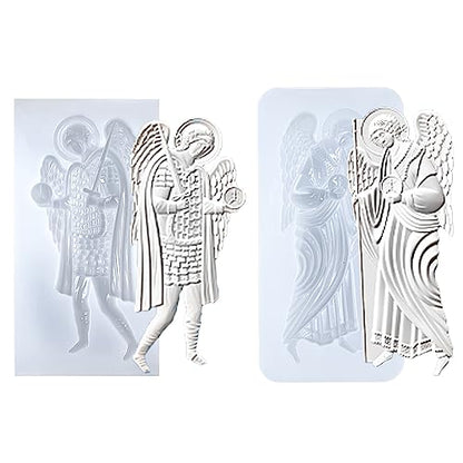Art Molds for Polyclay Air Dry Clay Plaster, 2 Carved Archangel Symbols - color: Archangel