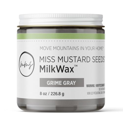 Miss Mustard Seed's MilkWax Grime Wood Wax for Furniture & Cabinets, 8 oz. - color: Grime Gray, size: 8 Ounce (Pack of 1)