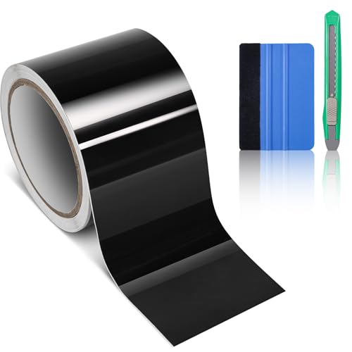 CompraFun Black Vinyl Wrap, Car Chrome Delete Vinyl Tape Roll Black Out for Window Trim Door Edge Guard Exterior & Interior (High Gloss Black, 3in x 30ft) - color: High Gloss Black, size: 3in x 30ft