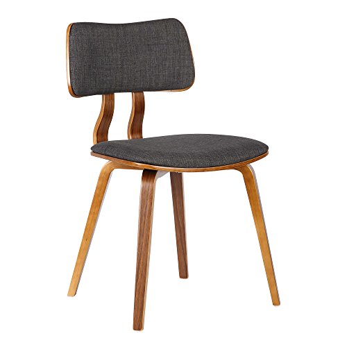 Armen Living Jaguar Dining Chair in Charcoal Fabric and Walnut Wood Finish,Charcoal/Walnut Finish 20D x 18W x 29H in - color: Charcoal/Walnut, size: Single