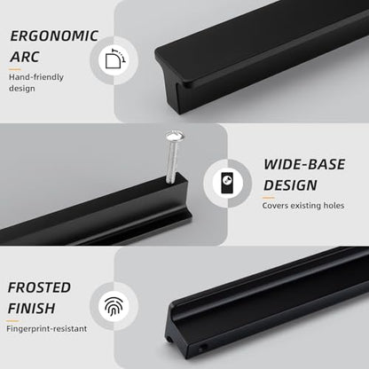 Goldenwarm 10 Pack 3-3/4" Black Cabinet Handles Matte Black Drawer Pulls - color: Black, size: 3-3/4in Hole Centers