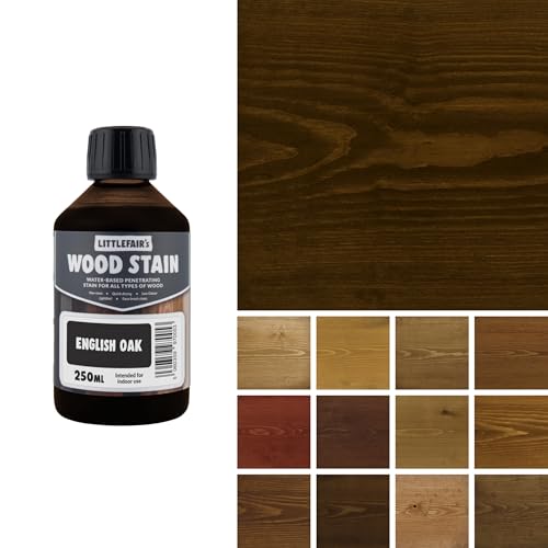 Littlefair's Wood Stain Water Based - 8.5oz/250ml - Indoor Furniture Stain Light & Dark Finishes - Special Non Toxic & Eco Friendly Formula - Wood Stain for Crafts - Color: English Oak - color: English Oak, size: 8.5oz/250ml