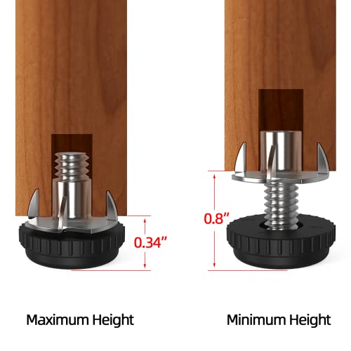 16 Pack 5/16" Stainless Steel Screw-in Furniture Levelers, Adjustable Furniture Levelers Screw in Threaded,T- Nut Kit Threaded Leveling Feet Glides for Table, Chair, Furniture Legs - color: 16 Pack (With T-nuts)