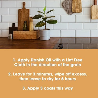 Furniture Clinic Danish Oil for Wood - Premium Finishing Oil to Enhance The Natural Beauty of Oak, Pine & Wooden Worktop Surfaces - Seal & Protect for a Satin Finish - 169 fl oz - size: 169 fl oz