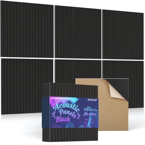 ArtVivid 6 Pack Large Acoustic Panels, Soundproof Wall Panels - color: Black, size: 24"×24"(6pcs)