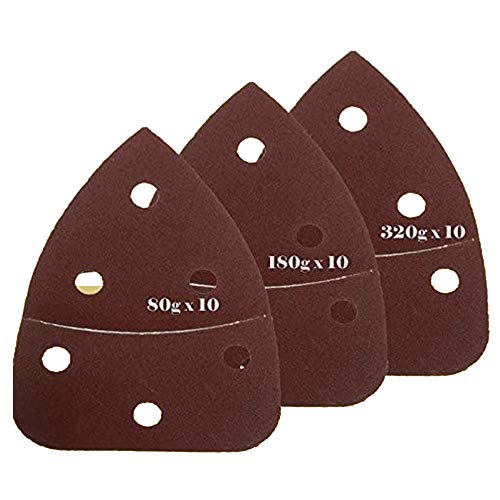 30PC Assorted Mouse Detail Sander Sandpaper Sanding Paper Hook & Loop Assorted 80 180 320 Grits 5.5" X 3.875" Grit for Black & Decker, Craftsman, Ryobi Cat Mouse,