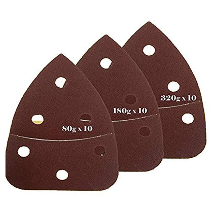 30PC Assorted Mouse Detail Sander Sandpaper Sanding Paper Hook & Loop Assorted 80 180 320 Grits 5.5" X 3.875" Grit for Black & Decker, Craftsman, Ryobi Cat Mouse,