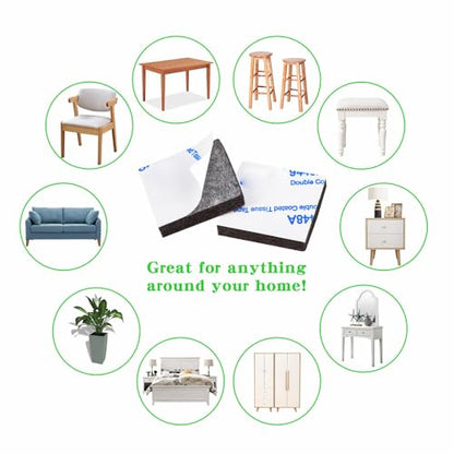 Square Felt Pads for Chair Legs, Square Felt Furniture Pads 1 inch 96 Pieces Pack Brown, Furniture Pads for Hardwood Floor 5mm Thick - size: 96pcs Square
