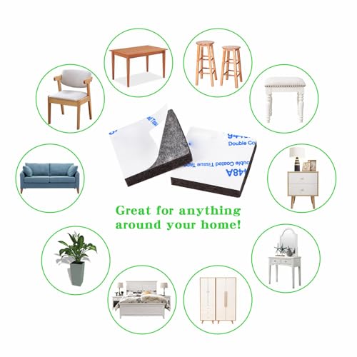 Square Felt Pads for Chair Legs, Square Felt Furniture Pads 1 inch 48 Pieces Pack Brown, Furniture Pads for Hardwood Floor 5mm Thick - size: 48pcs Square