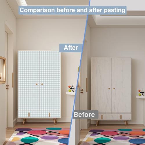 Cohoo Home Plaid Peel and Stick Wallpaper Gingham Checkered 17.3''×78.7'' - color: Blue, size: 17.3"×78.7"