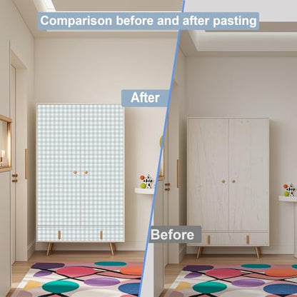Cohoo Home Plaid Peel and Stick Wallpaper Gingham Checkered 17.3''×78.7'' - color: Blue, size: 17.3"×78.7"