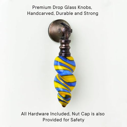 Indian Shelf 6 Piece Tear Drop Dresser Knobs for Drawer Cabinet - color: Colourful Twist, size: 6 Knobs