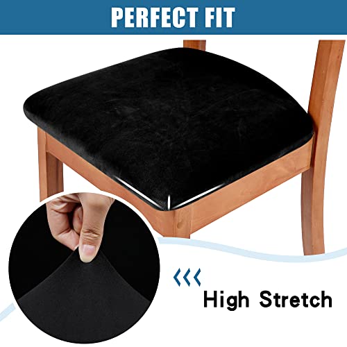 Smiry Velvet Seat Covers for Dining Room Chair Set of 4 - color: Black, size: Set of 4