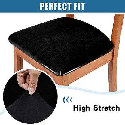 Smiry Velvet Seat Covers for Dining Room Chair Set of 4 - color: Black, size: Set of 4