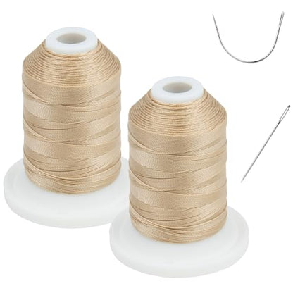 UV Resistant - Simthread 100% Polyester Bonded Thread Tex 69 (12wt) - 250 Yards x 2 Spools NP-Buff - color: 2 × NP-BUFF, size: 250 Yards