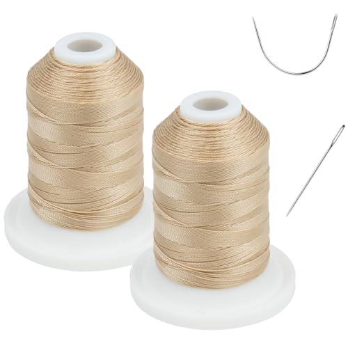 UV Resistant - Simthread 100% Polyester Bonded Thread Tex 69 (12wt) - 250 Yards x 2 Spools NP-Buff - color: 2 × NP-BUFF, size: 250 Yards