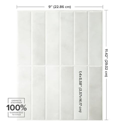 Smart Tiles Peel and Stick backsplash, Stacked White & Grey, 11.43"x9" - color: White & grey