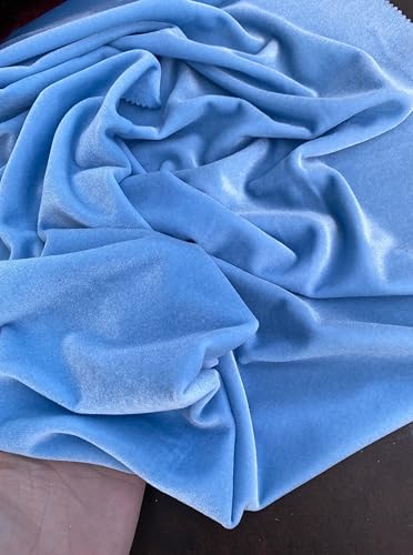 Premium Stretch Velvet Fabric by The Yard - Wrinkle-Resistant - Soft - Upholstery Fabric - Polyester Spandex Blend - for Clothing and Crafts - Resistant – 58-60 Inches Wide (Baby Blue, 1 Yard) - color: Baby Blue, size: 1 Yard