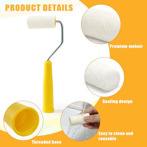 12 Pack Mohair Paint Roller with Frame, 2 Inch Mini Paint Roller Set