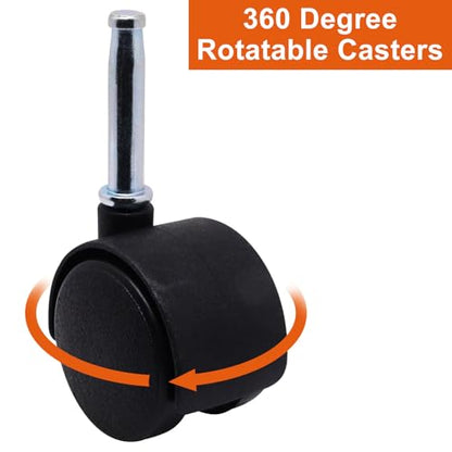 Plastic Casters Set of 4, M8 Grip Neck Stem Caster Wheels 1.5 inch, Black Nylon Swivel Caster Wheels Replacement for Furniture, Office Chair, Table, Cabinet, Shelf - style: 1.5 Inch-M8 Grip Neck Stem