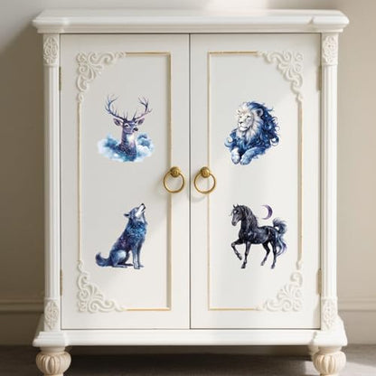 Peacoblue Star Animals Rub On Transfers for Furniture Craft 6"x12" - style: Star Creatures Animals