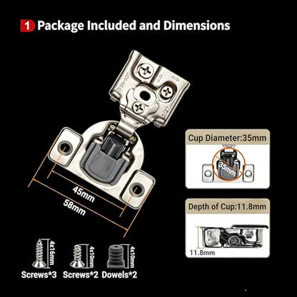 50 Pcs 1/2" Overlay Soft Close Cabinet Hinges 105° 3D Adjustable - size: 1/2”