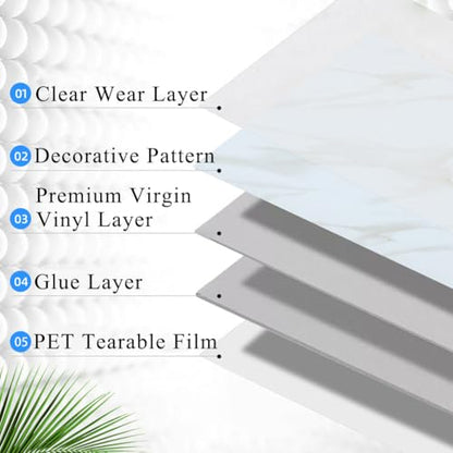 Peel and Stick Floor Tile 12 x 12 Inch Self Adhesive Marble Vinyl Flooring - color: Dark Grey Slate