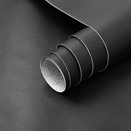 Arthome 35.4''x120'' Black Contact Paper, Self Adhesive Wallpaper Waterproof Gloss PVC Vinyl, Oil Proof,Wallpaper, Black Vinyl Paper for Walls,Furniture Cover Surface,Countertop,Kitchen,Shelf Liner - color: Black Matte, size: 35.4" x 120"