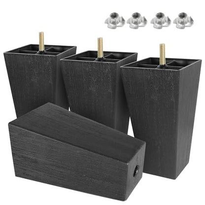 4pcs Plastic Square Legs 6-1/4" with T-Nuts, M8-1.25 Thread Bolt - size: 6-1/4 Inch, M8-1.25 Metric Thread Bolts