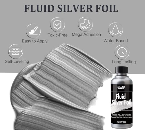 Liquid Silver Leaf Paint Kit for Decorating Wood, Glass, Plastic, Metal 7oz