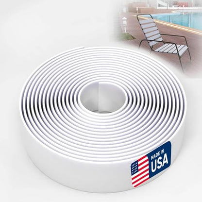 KOMORAX 200ft Long 1.5" Wide Vinyl Chair Strapping. Repair & Replacement Matte Finish.for Patio Outdoor Lawn Garden Durable Attractive (White) - color: White