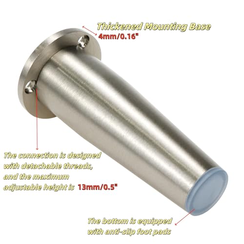 Metal Furniture Leg, 4 Inch Brushed Satin, 4Pcs