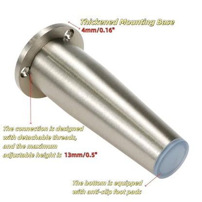 Metal Furniture Leg, 4 Inch Brushed Satin, 4Pcs