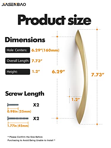 Brushed Gold Cabinet Pulls 6.3 Inch Arch Twisted Brass Handles Drawer Kitchen Cupboard Bathroom Dresser Cabinet Hardware Zinc Alloy 5 Pack - color: Brushed Gold, size: 6.3 inch Hole Centers