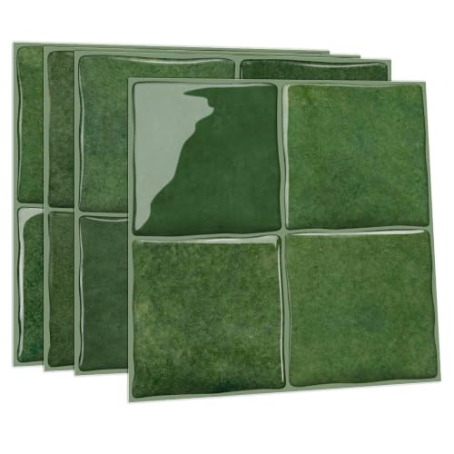 4 Sheets Sage Green 6"x6" Peel and Stick Subway Tile Backsplash - color: Sage Green, size: 4 Pcs 6" x 6" x 0.05"