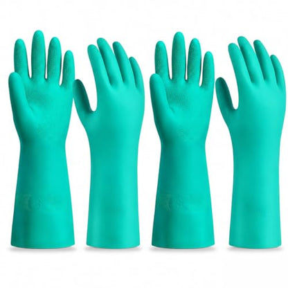 15 Mil Chemical Resistant Nitrile Gloves, Latex free Durable Cleaning Gloves, Resist Acid, Alkali, Solvent and Oil - color: 2 Pair-green, size: Small