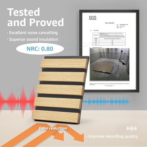 Art3d 6-Pack 3D Textured Soundproof Wood Slat Wall Panel, 94.5" x 7.9", Oak - color: Oak, size: 6Pcs - 94.5 * 7.9 inch