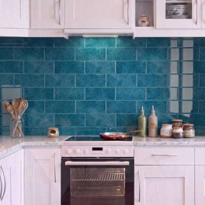 Thicker Design Peel and Stick Backsplash Tile，Self Adhesive Wall Tiles for Kitchen & Bathroom (10 Sheets, Lake Blue) - color: Lake Blue
