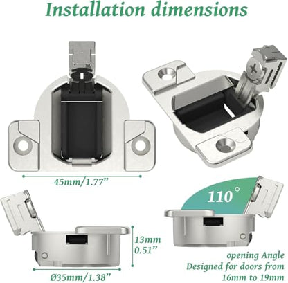 10-Pack Blum 110° Cabinet Hinges Replacement for Compact 33 Screw-in Hinge - Heavy-Duty Nickel-Plated, Face Frame Cabinets (No Mounting Plate, with Screws)