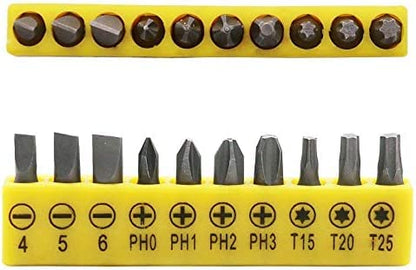 1/4 Inch Hex Socket Wrench Double Head with 10Pcs Various Angled Screwdriver Bits Hand Tool Set for Home, Garage