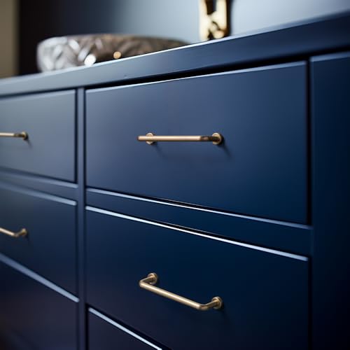 Goo-Ki 6 Pack 3 3/4" Center to Center Champagne Bronze Modern Cabinet Pulls Solid Contemporary Home Improvement Hardware Drawer Pulls Zinc Alloy Kitchen Handles - color: Champagne Bronze, size: 3 3/4'' Center to Center