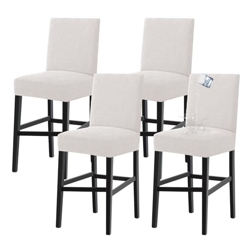 Turquoize 100% Waterproof Bar Stool Cover Stretch Washable Barstool Seat Covers Set of 4, Removable Bar Chair Covers with Backs, Counter Height Chair Cover for Kitchen Dining Room Cafe (4, Pale Oak) - color: Waterproof-pale Oak