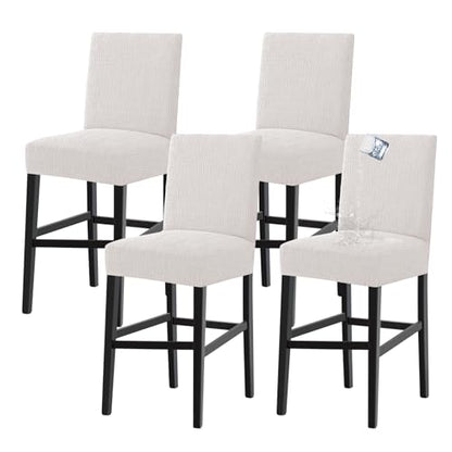 Turquoize 100% Waterproof Bar Stool Cover Stretch Washable Barstool Seat Covers Set of 4, Removable Bar Chair Covers with Backs, Counter Height Chair Cover for Kitchen Dining Room Cafe (4, Pale Oak) - color: Waterproof-pale Oak