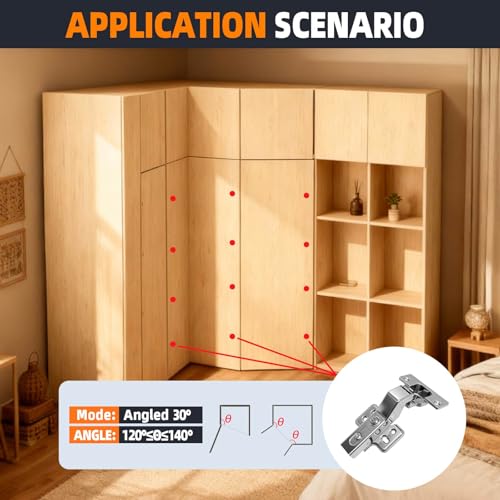 30° Cabinet Hinges Soft Close, 4-Pack Full Overlay Frameless - style: 30°